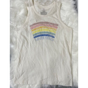 Treasure & Bond Kids Love Wins Graphic Tank Cream White Rainbow Pride June Med